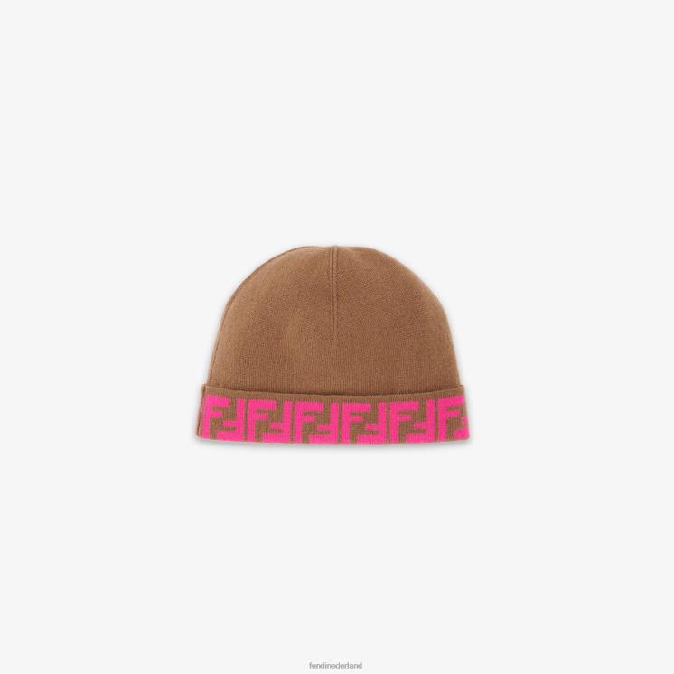 kinderen accessoires Fendi 0J62L2859 omkeerbare juniorhoed van fuchsiakleurig breisel veelkleurig