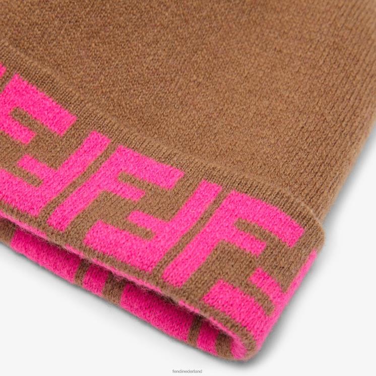 kinderen accessoires Fendi 0J62L2859 omkeerbare juniorhoed van fuchsiakleurig breisel veelkleurig