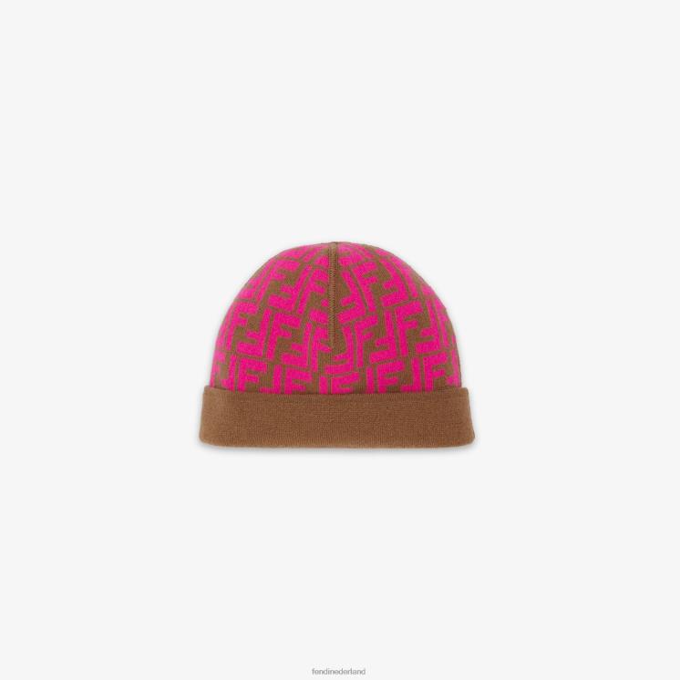 kinderen accessoires Fendi 0J62L2859 omkeerbare juniorhoed van fuchsiakleurig breisel veelkleurig