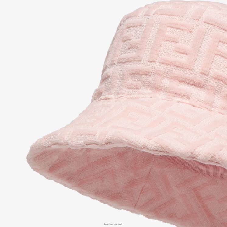kinderen accessoires Fendi 0J62L2966 badstof clochehoed met logo roze