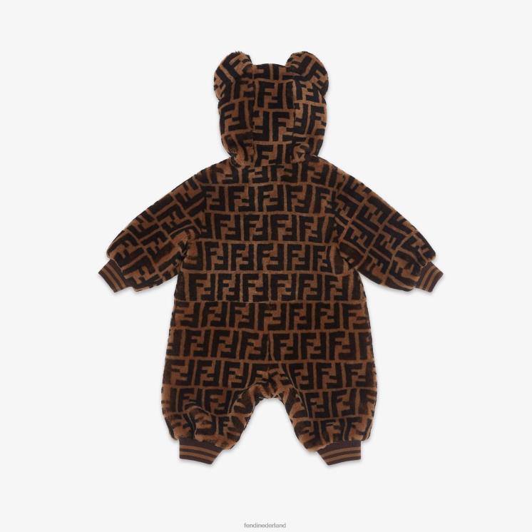kinderen kleding Fendi 0J62L2753 Alles-in-één babypakje van schapenvacht met logo bruin