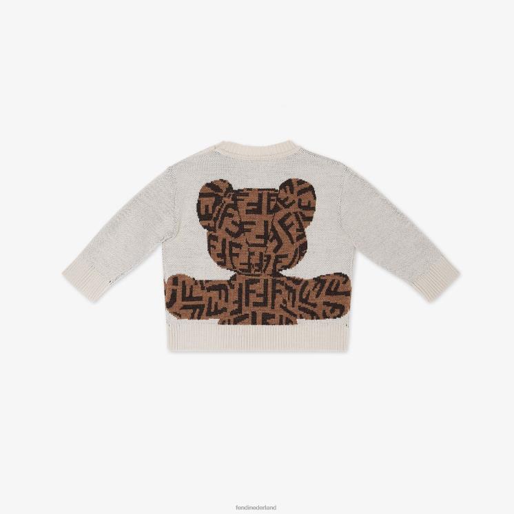 kinderen kleding Fendi 0J62L2784 babytrui van scheerwol met teddybeer mode