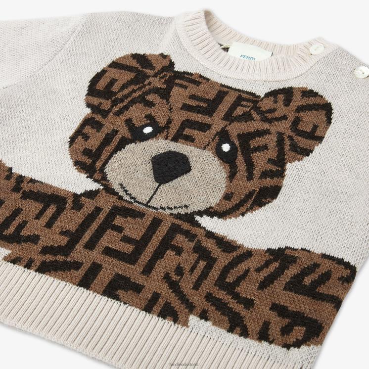 kinderen kleding Fendi 0J62L2784 babytrui van scheerwol met teddybeer mode