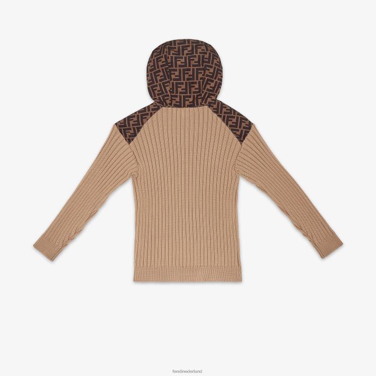 kinderen kleding Fendi 0J62L2962 katoenen gebreide en ff nylon trui beige