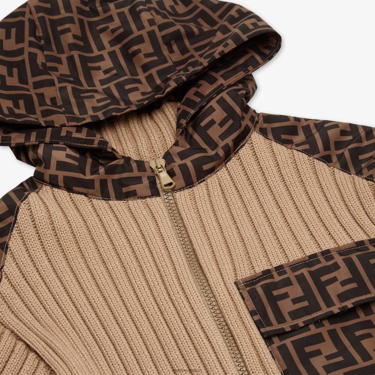 kinderen kleding Fendi 0J62L2962 katoenen gebreide en ff nylon trui beige