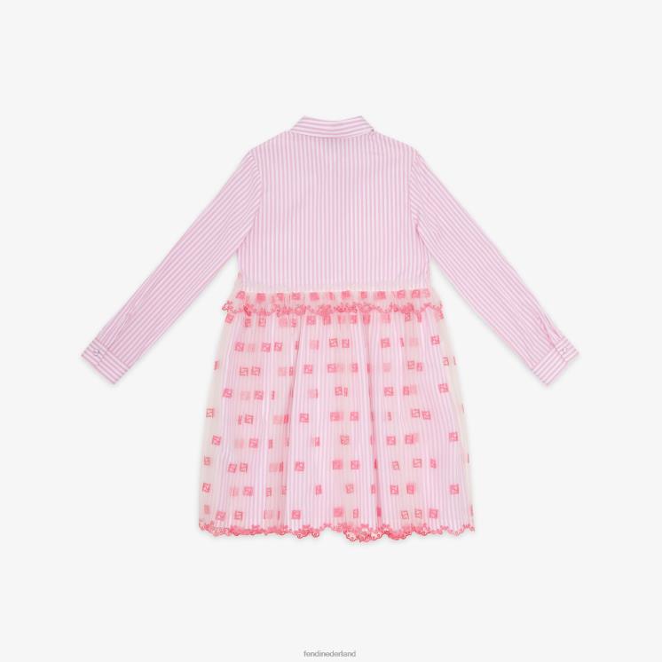 kinderen kleding Fendi 0J62L2857 Juniorjurk van neonpopeline en tule roze