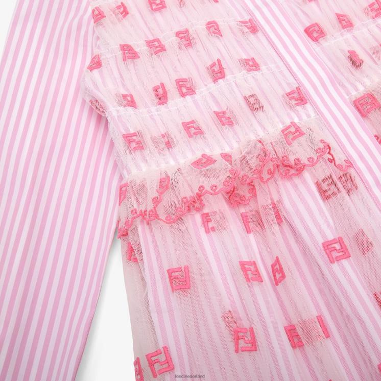 kinderen kleding Fendi 0J62L2857 Juniorjurk van neonpopeline en tule roze