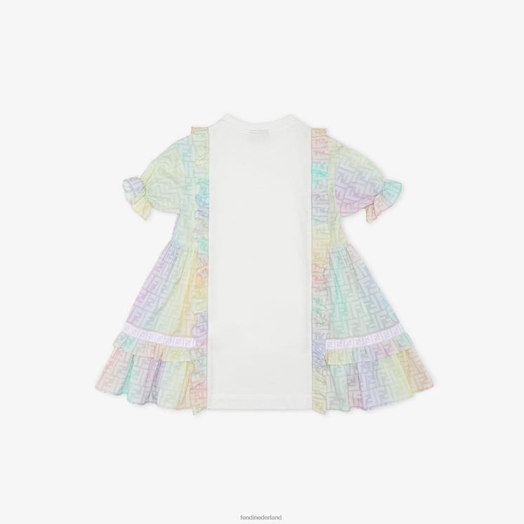 kinderen kleding Fendi 0J62L2874 jurk van jersey en multiff popeline veelkleurig