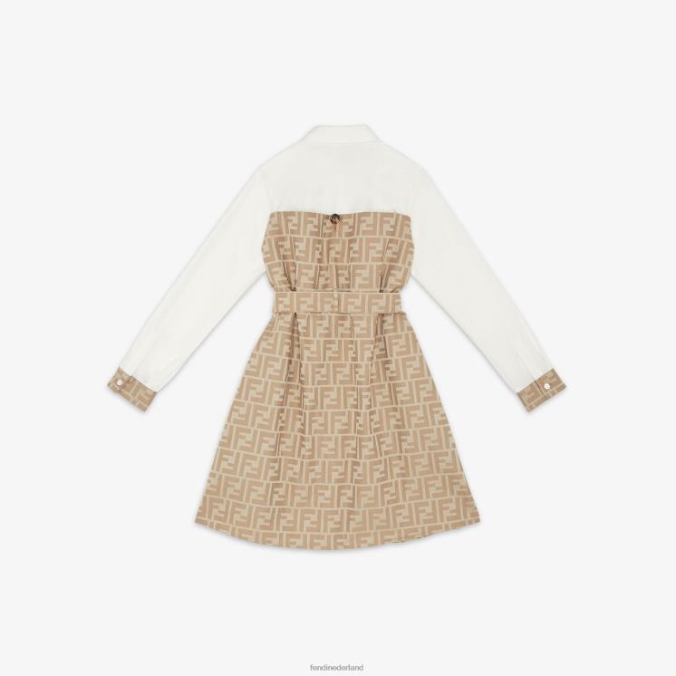 kinderen kleding Fendi 0J62L2885 ff-jurk van katoen en popeline wit