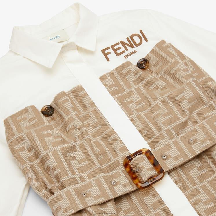 kinderen kleding Fendi 0J62L2885 ff-jurk van katoen en popeline wit