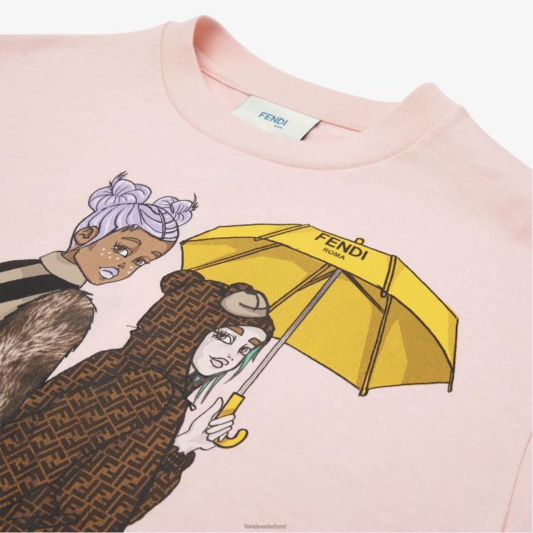 kinderen kleding Fendi 0J62L2886 jersey t-shirt met print roze