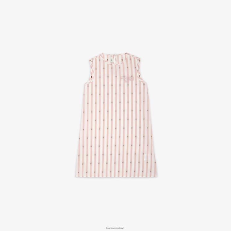 kinderen kleding Fendi 0J62L2890 wijde jurk met pailletten en popeline roze