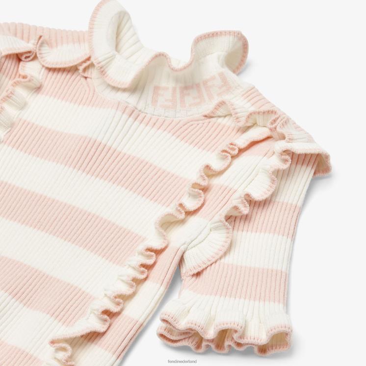 kinderen kleding Fendi 0J62L2893 crèmekleurige gebreide top roze