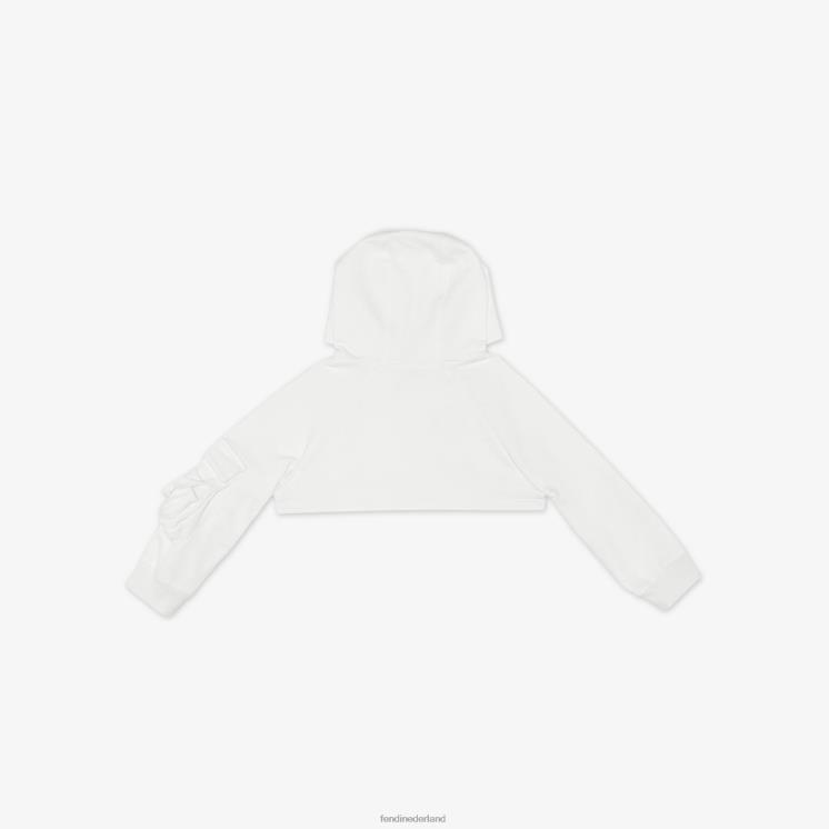 kinderen kleding Fendi 0J62L2904 cropped sweatshirt met stokbrood wit