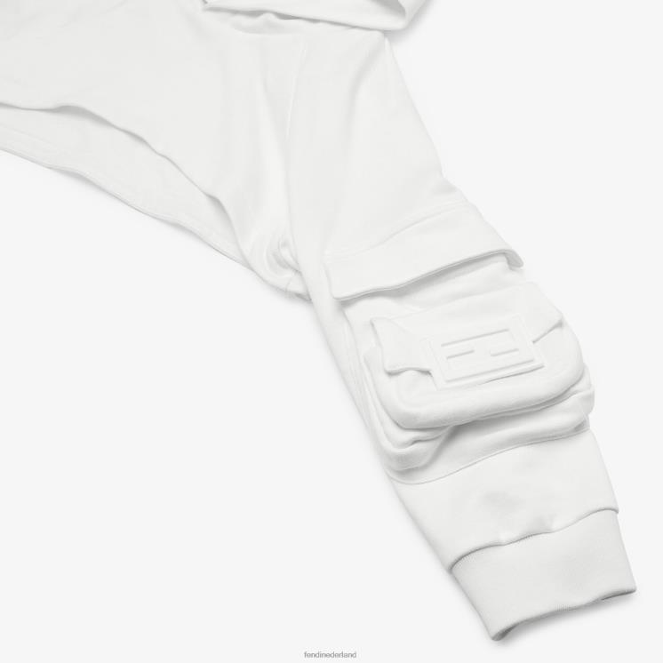 kinderen kleding Fendi 0J62L2904 cropped sweatshirt met stokbrood wit