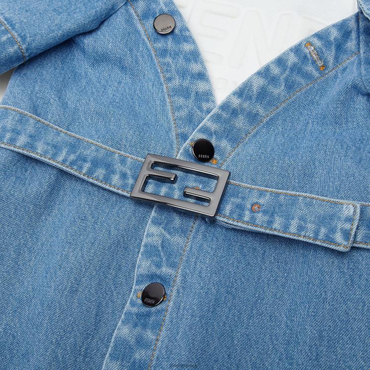 kinderen kleding Fendi 0J62L2923 juniorjurk van jerseyfleece en denim blauw