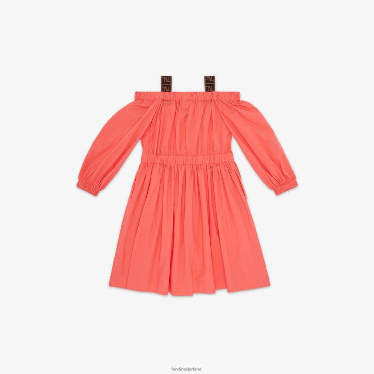 kinderen kleding Fendi 0J62L2924 koraal gabardine junior jurk rood