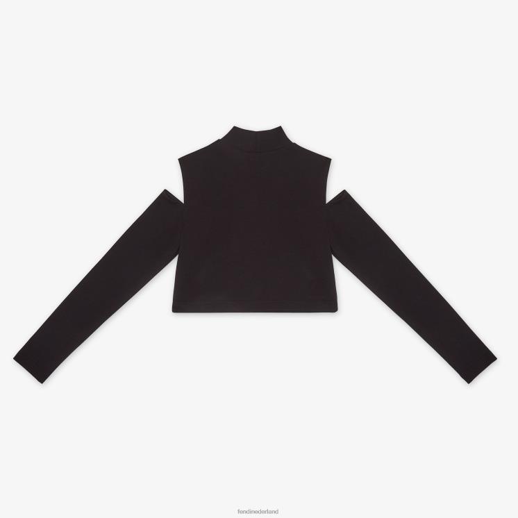 kinderen kleding Fendi 0J62L2927 Jersey cropped top met letters zwart