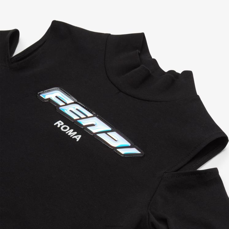kinderen kleding Fendi 0J62L2927 Jersey cropped top met letters zwart
