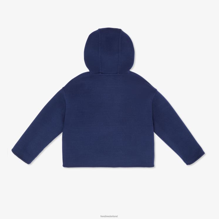 kinderen kleding Fendi 0J62L2851 Double-face wollen stoffen jack met logo blauw