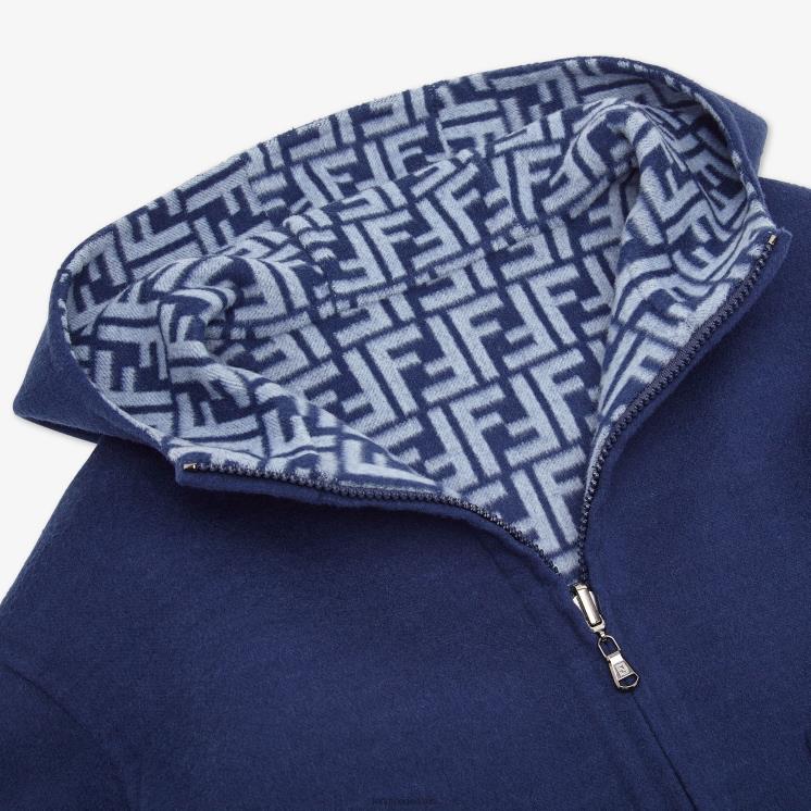 kinderen kleding Fendi 0J62L2851 Double-face wollen stoffen jack met logo blauw