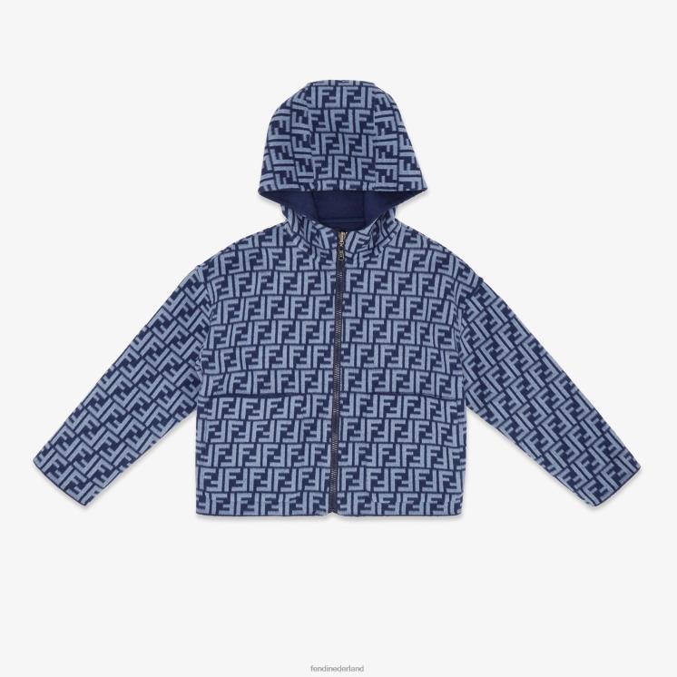 kinderen kleding Fendi 0J62L2851 Double-face wollen stoffen jack met logo blauw