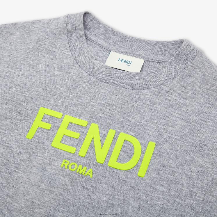 kinderen kleding Fendi 0J62L2873 jersey junior t-shirt met neonprint grijs