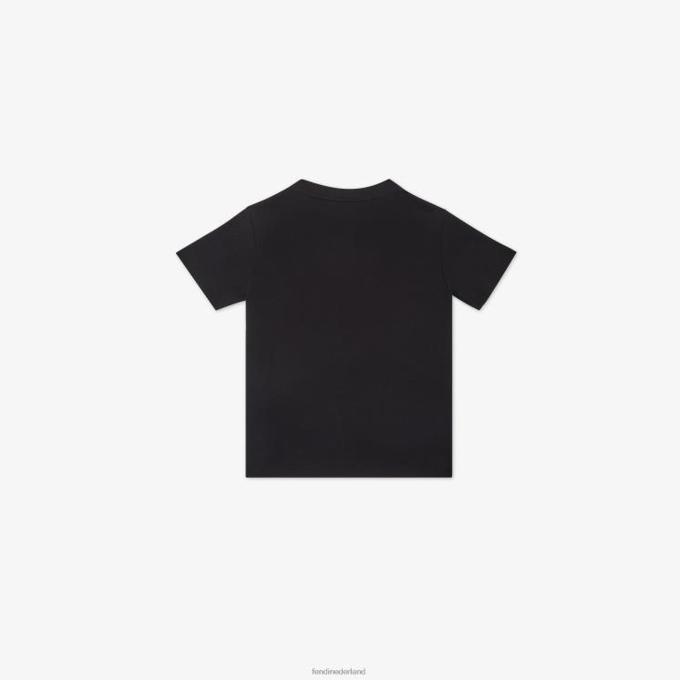 kinderen kleding Fendi 0J62L2883 jersey t-shirt met letters zwart