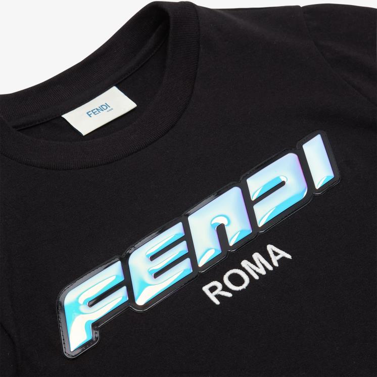 kinderen kleding Fendi 0J62L2883 jersey t-shirt met letters zwart
