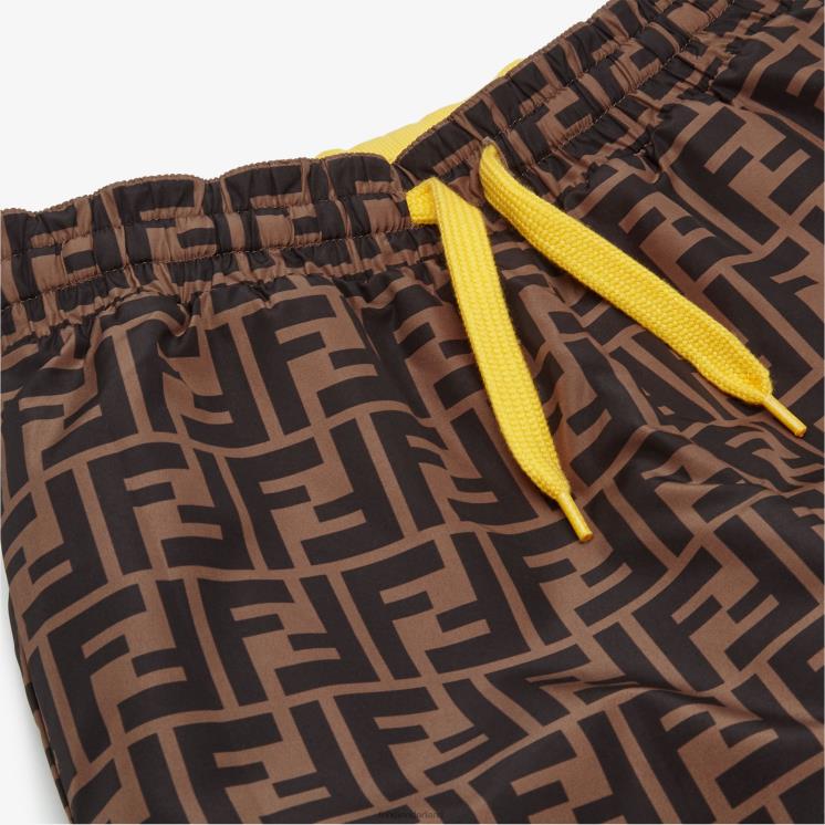kinderen kleding Fendi 0J62L2884 Omkeerbare broek van fleece en ff nylon geel
