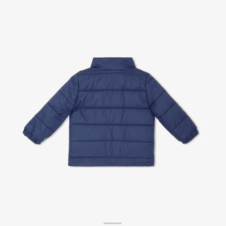 kinderen kleding Fendi 0J62L2936 Marineblauw omkeerbaar donsjack met logo mode