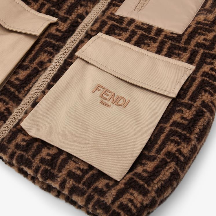 kinderen kleding Fendi 0J62L2959 junior teddybeerjack van wolmix en gabardine met logo mode