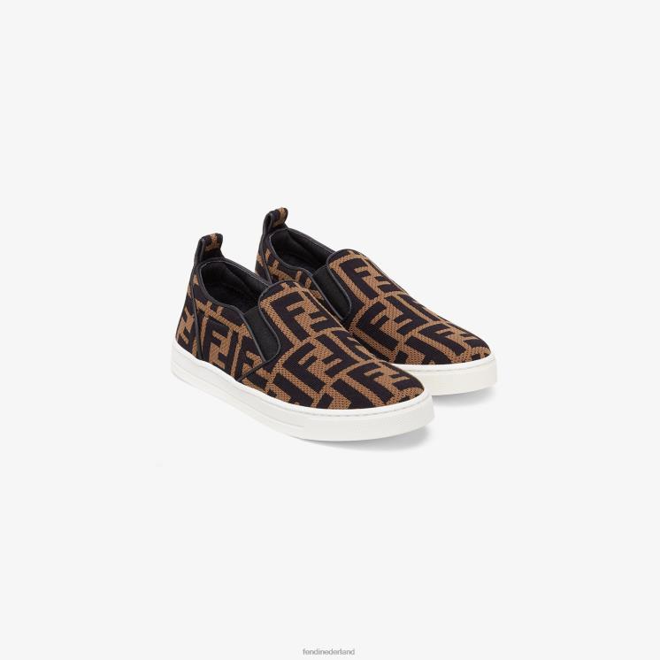 kinderen schoenen Fendi 0J62L2917 Junior slip-ons van stof met all-over ff-logo mode