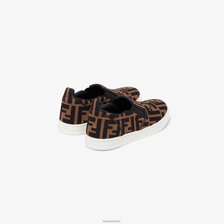 kinderen schoenen Fendi 0J62L2917 Junior slip-ons van stof met all-over ff-logo mode
