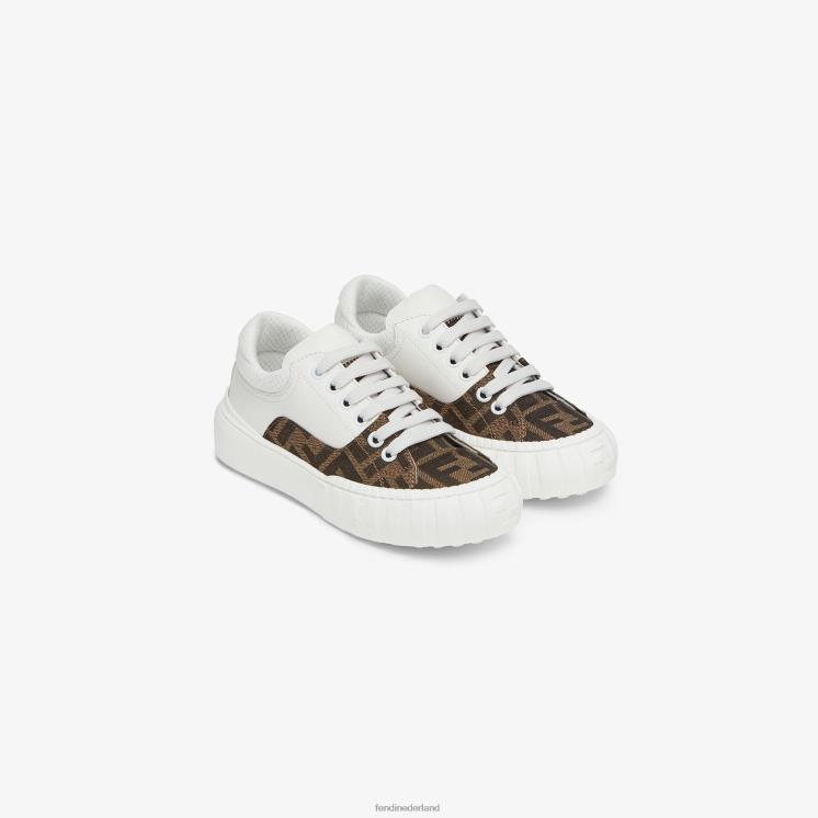 kinderen schoenen Fendi 0J62L2941 Junior sneakers van leer en stof met logo mode