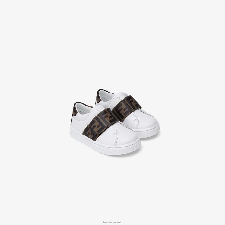 kinderen schoenen Fendi 0J62L2952 nappaleren unisex junior sneakers wit