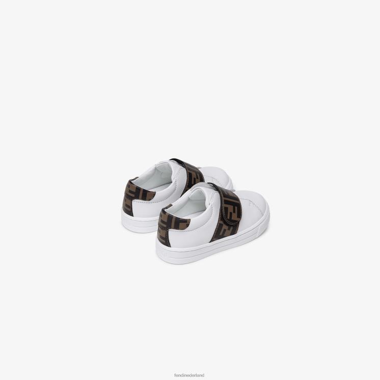 kinderen schoenen Fendi 0J62L2952 nappaleren unisex junior sneakers wit