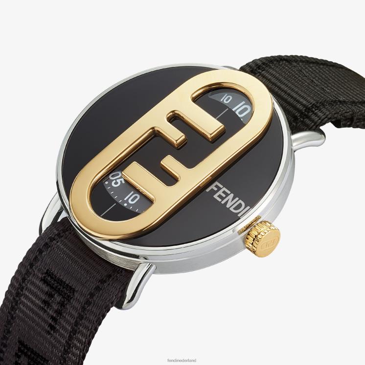 Heren accessoires Fendi 0J62L2347 42 mm - rond horloge met o\'lock-logo zilver