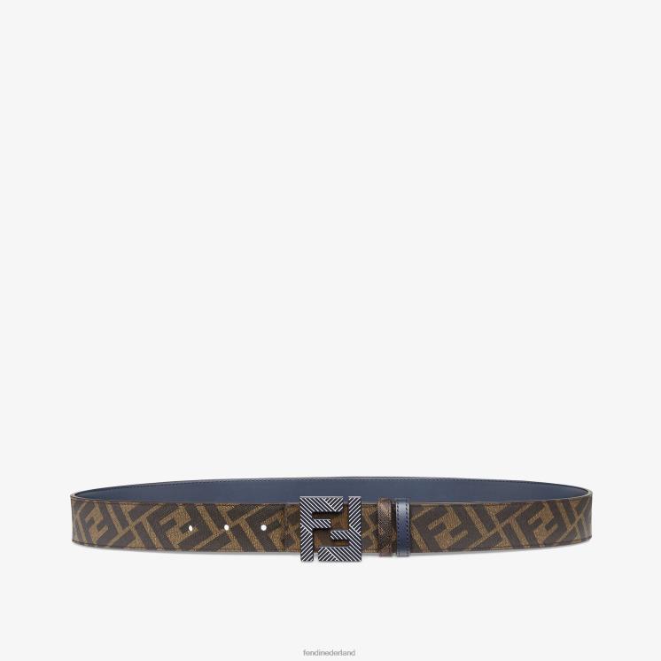 Heren accessoires Fendi 0J62L2329 vierkante ff leren omkeerbare riem blauw