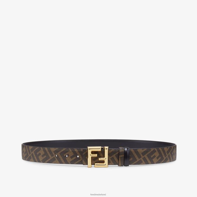 Heren accessoires Fendi 0J62L2333 ff afgeronde leren omkeerbare riem zwart