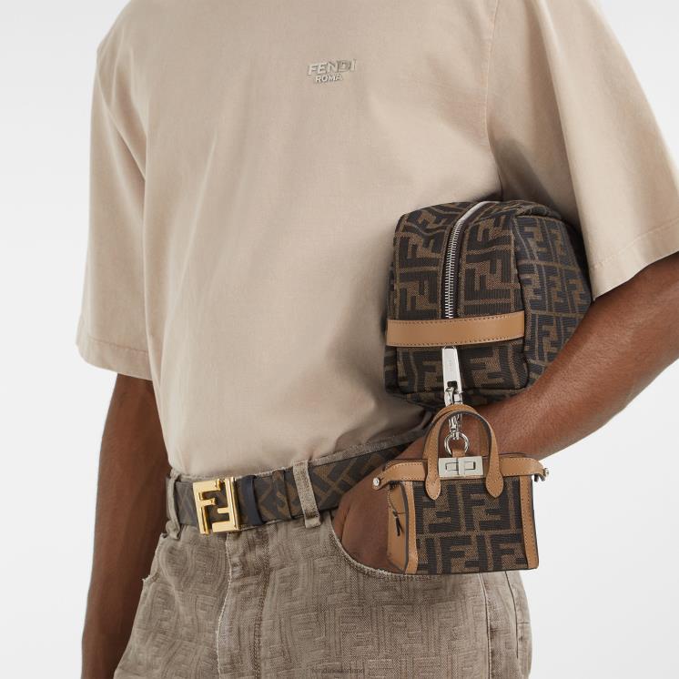 Heren accessoires Fendi 0J62L2333 ff afgeronde leren omkeerbare riem zwart