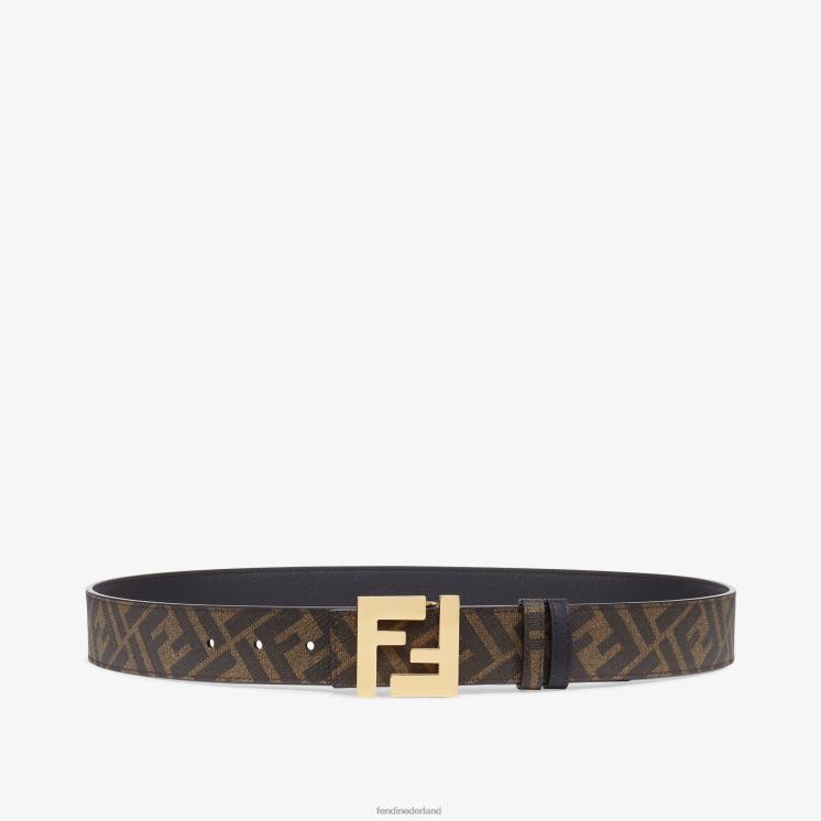 Heren accessoires Fendi 0J62L2334 vierkante ff leren omkeerbare riem zwart