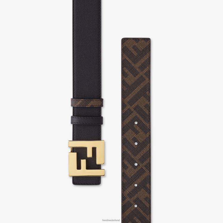 Heren accessoires Fendi 0J62L2334 vierkante ff leren omkeerbare riem zwart