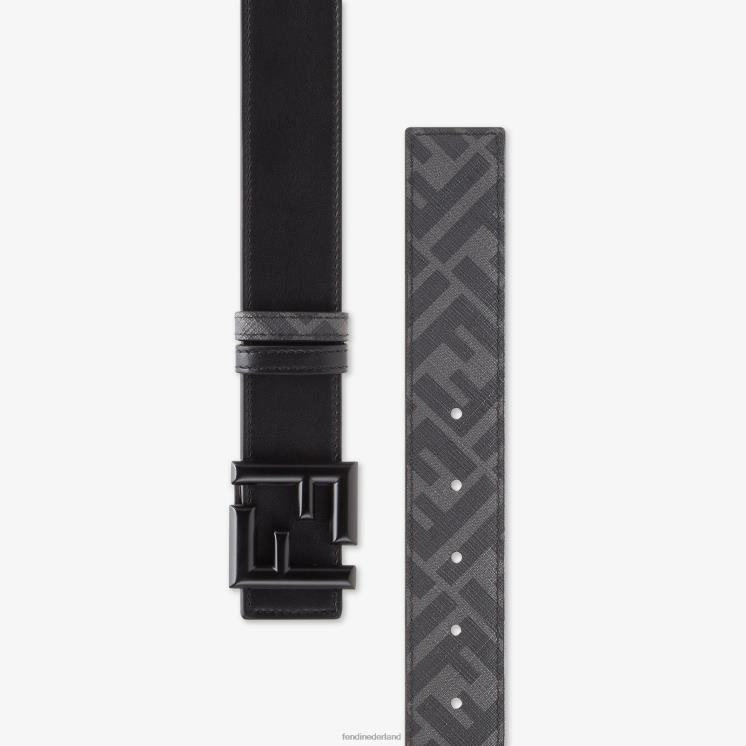 Heren accessoires Fendi 0J62L2376 ff afgeronde leren omkeerbare riem zwart
