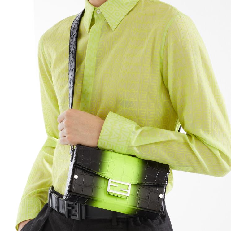 Heren accessoires Fendi 0J62L2376 ff afgeronde leren omkeerbare riem zwart