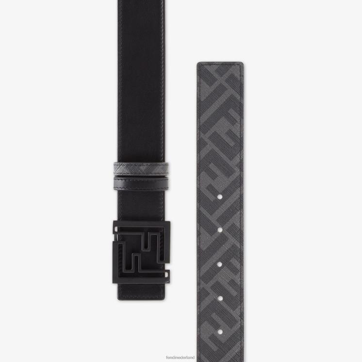 Heren accessoires Fendi 0J62L2377 vierkante ff leren omkeerbare riem zwart