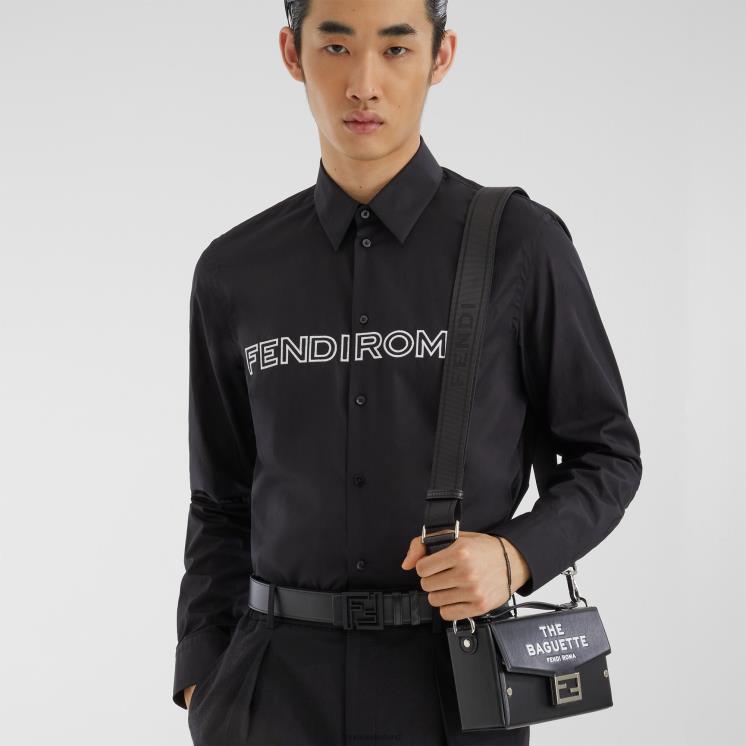 Heren accessoires Fendi 0J62L2377 vierkante ff leren omkeerbare riem zwart