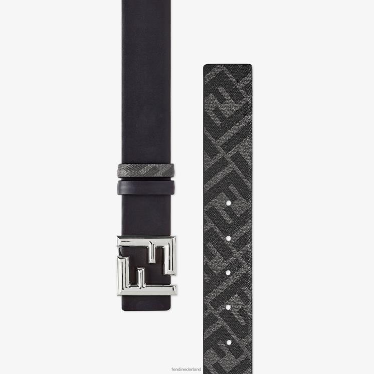 Heren accessoires Fendi 0J62L2393 ff afgeronde leren omkeerbare riem zwart