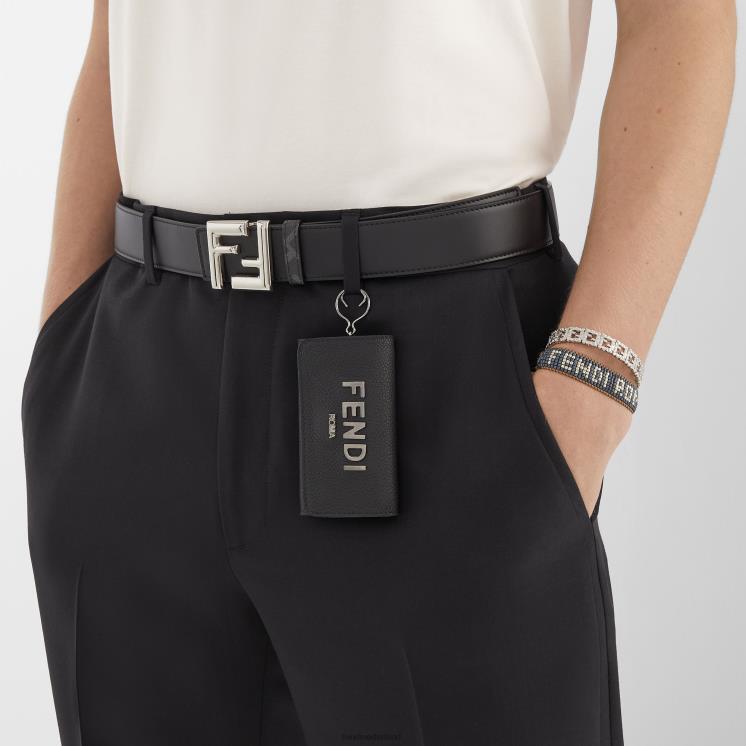 Heren accessoires Fendi 0J62L2393 ff afgeronde leren omkeerbare riem zwart
