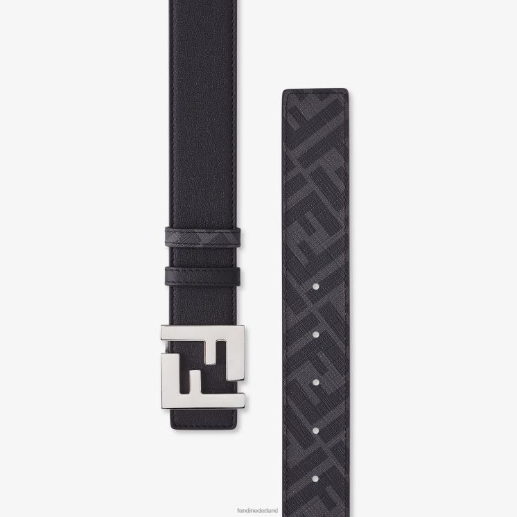 Heren accessoires Fendi 0J62L2441 vierkante ff leren omkeerbare riem zwart